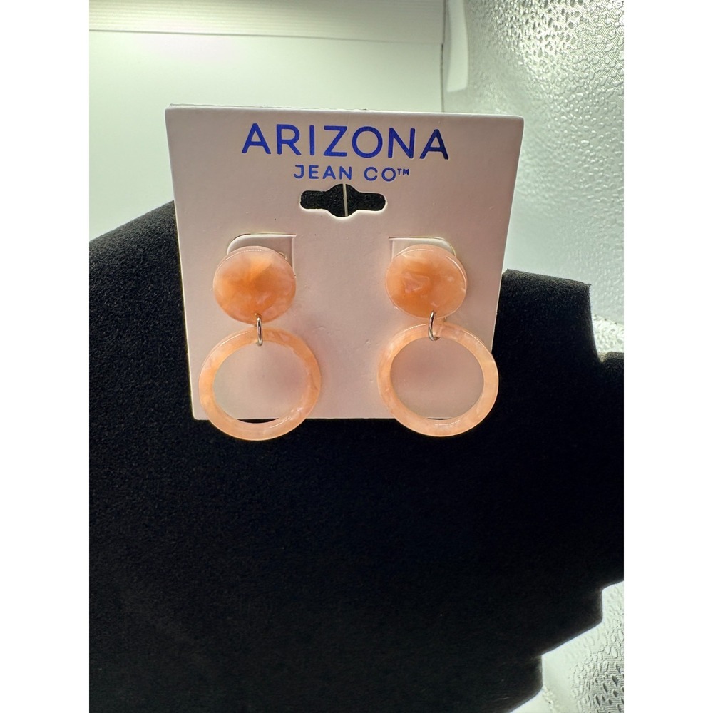 Arizona Jean Co. Pink Marbled Resin Hoop Earrings, New on Card